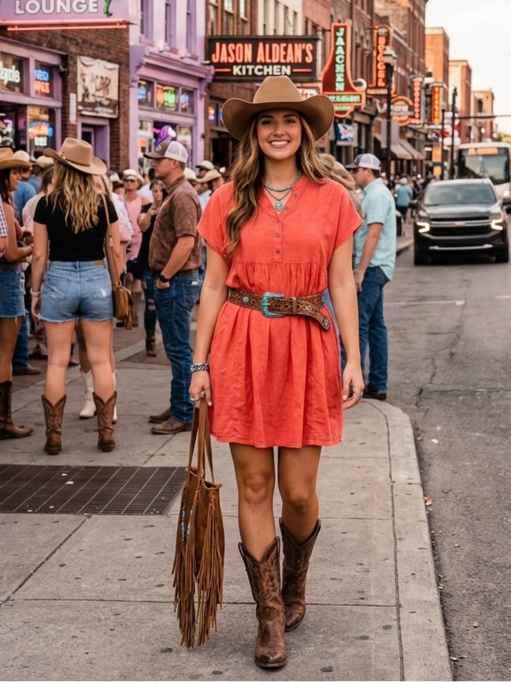 Umgee Boho-Chic Terracotta western Tunic Dress S